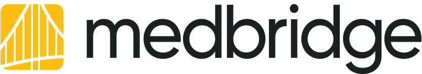 Medbridge logo with bold black text and a yellow and white geometric icon on the left.